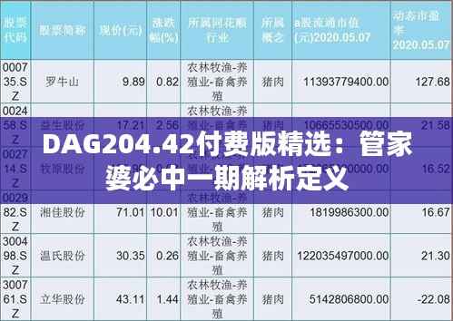 DAG204.42付费版精选:管家婆必中一期解析定义