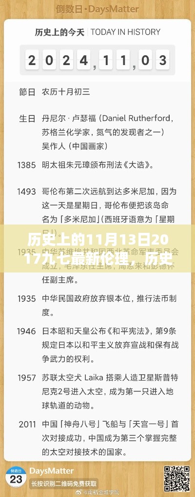 历史上的今天,见证成长与自信的绽放——历史上的11月13日2017九七最新伦理