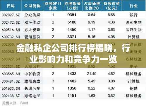 金融私企公司排行榜揭晓,行业影响力和竞争力一览